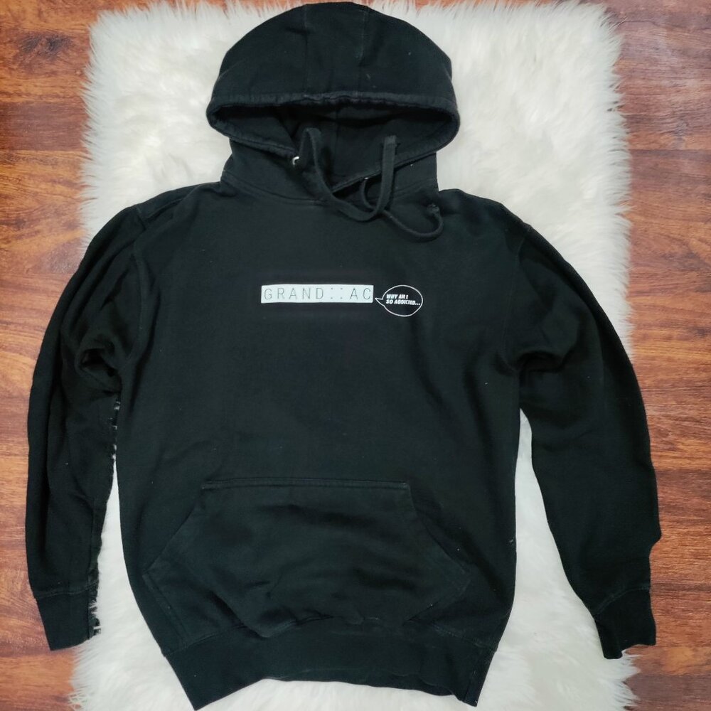 Grand AC 75 Mile Why I'm So Addicted Black Running Hoodie Sweater Men's Small - Picture 3 of 10